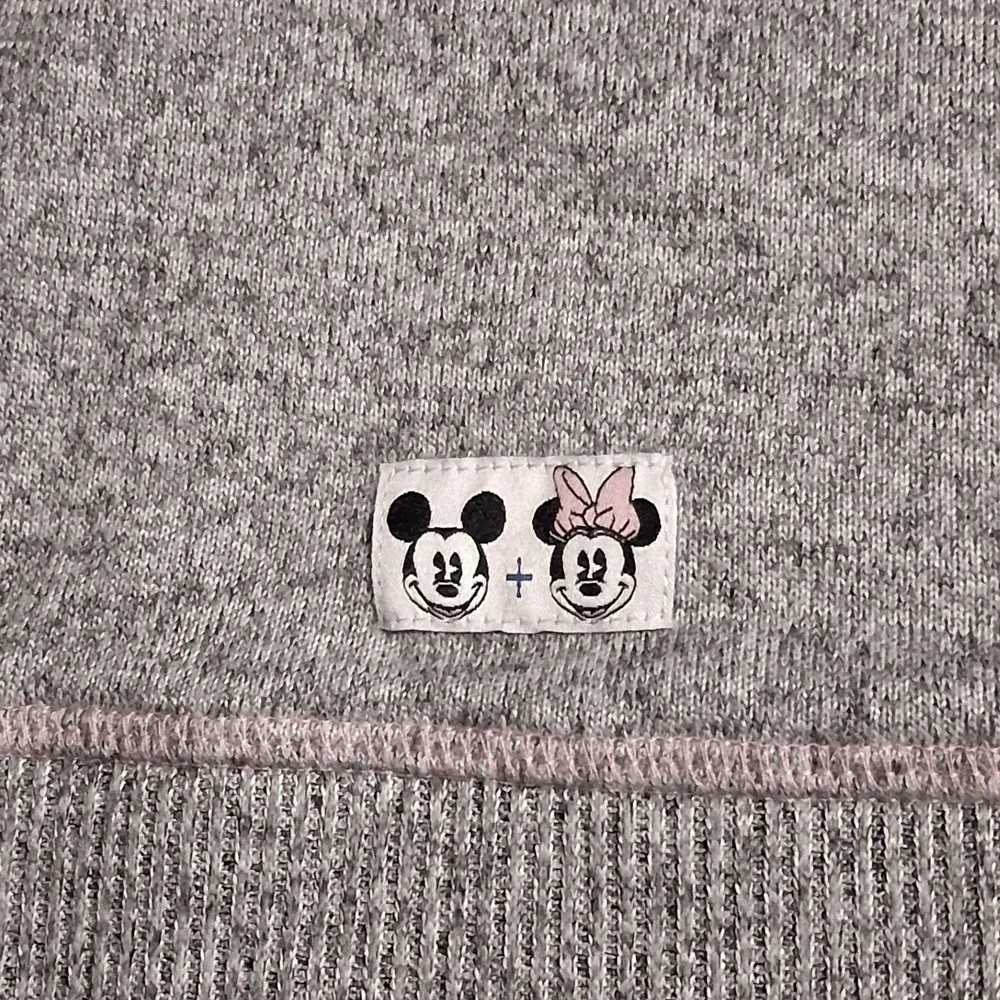 Disney Mickey Mouse Sleep Shirt L Gray Pink Kangaroo Pocket Fleece Nightgown - Picture 4 of 10